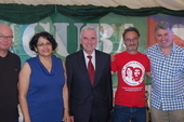 Steve Gillan, POA General Secretary, H. E. Teresita Vicente, Cuban Ambassador, John McDonnell MP, Peter Pinkney, RMT President & Mick Cash, RMT General Secretary