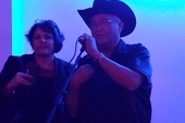 H.E. Teresita Vicente and Eliades Ochoa at the after-party