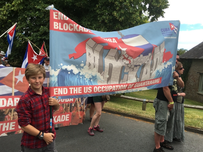 Carrying banners on the Tolpuddle Festival march