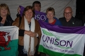 Eric Roberts (second from right) pictured with Che's daughter, Aleida Guevara(second from left), and members of Unison's NEC at the 2012 Vigil for the Miami Five