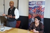 Marcos Garcia, Venezuelan Embassy, Roger McKenzie, UNISON AGS and H. E. Teresita Vicente, Cuban Ambassador