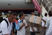 Cuban doctors arrive in West Africa during the 2014 Ebola outbreak